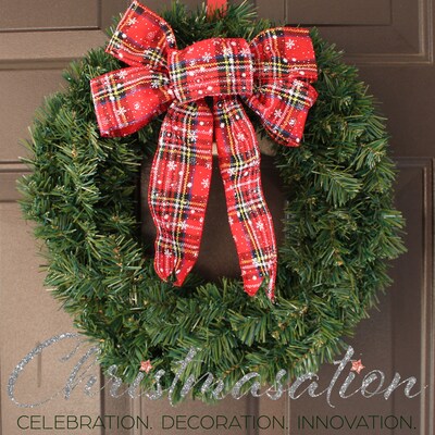 Pre-lit Choice of Decorative Bow All Occasion Wreath, for Door, Window, Mantle, Table Centerpiece, Welcome Wreath - image2